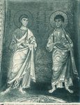 Scheda N. 1560 Palermo - Chiesa della Martorana. Due Santi (Mosaico del XII secolo) (Ed.ne E. Melendez - Palermo)